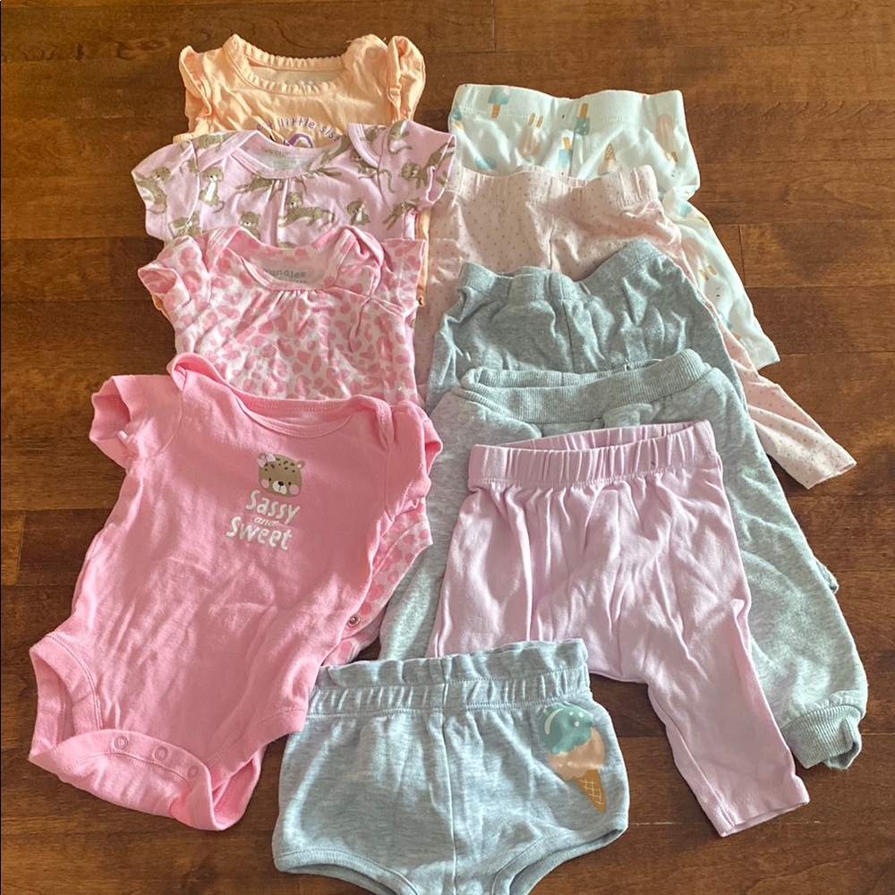 Pink and Gray Kids Bodysuit Set